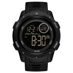 Herren Sportuhr Armbanduhr,Sport Outdoor Digital Uhren für Männer,Sport Militär Große Armbanduhr,50M Wasserdicht mit Wecker/Timer/LED,Uhrenarmband aus PU,Schwarz von ROSEBEAR