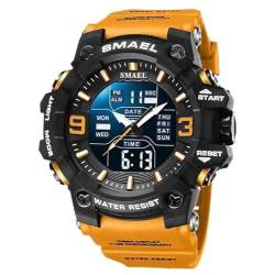 ROSEBEAR Herren Analoge Digital Quartz Uhr,50 m wasserdichte Sport Elektronische Armbanduhr, LED Leucht Chronograph Uhren für Männer Harz Gurt Watch von ROSEBEAR