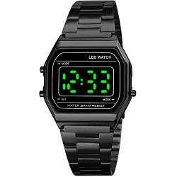 ROSEBEAR Luxus Business Uhr,Unisex Digital Armbanduhr Freizeit Sport Digitaluhr 50m wasserdichte Elektronische Uhr LED Leuchtuhr (Black) von ROSEBEAR