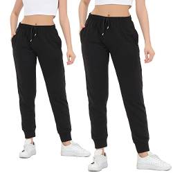 ROSS CAMP Jogginghose Damen - Sporthose Frauen Baumwolle, Trainingshose Fitness High Waist, Sweatpants Slim Fit Freizeithose Lang, Jogging Hose Laufhosen Modern 2erPack Sch/XS von ROSS CAMP