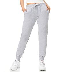 ROSS CAMP Jogginghose Damen - Sporthose Frauen Baumwolle, Trainingshose Fitness High Waist, Sweatpants Slim Fit Freizeithose Lang, Jogging Hose Laufhosen Modern Grau/S von ROSS CAMP