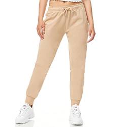 ROSS CAMP Jogginghose Damen - Sporthose Frauen Baumwolle, Trainingshose Fitness High Waist, Sweatpants Slim Fit Freizeithose Lang, Jogging Hose Laufhosen Modern Mädchen Beige/M von ROSS CAMP