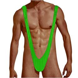 ROSVAJFY Borat Mankini Herren String Tanga V Sling Thong Elastische Unterwäsche Männer Hot V Hosenträger Einstellbar Tanga Badeanzug Halloween Geschenk Weihnachten, grün, onesize von ROSVAJFY