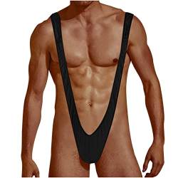 ROSVAJFY Mankini Badeanzug, elastische Herrenunterwäsche, Borat Y Sling, verstellbarer String mit Trägern, V-Strap String Tanga Thong, Schwarz , Einheitsgröße von ROSVAJFY