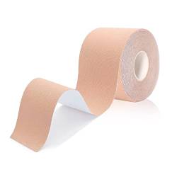 ROSVAY Klebe BH Push Up Elastische Brust Tape Unsichtbares Brustband Wasserdicht Body Atmungsaktiv Busen Bruststraffungs Band für Rückenfrei Trägerlose Große Cup A-H 5m (Beige), Einheitsgröße von ROSVAY