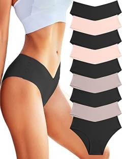 ROSYCORAL Damen Nahtlose Bikini Höschen Weich Stretch Unsichtbare Slips No Show Hipster Unterwäsche Freche 9er Pack XS-L, Option E, M von ROSYCORAL