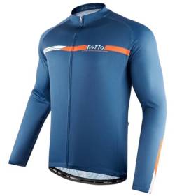 ROTTO Herren Radtrikot Fahrradtrikot Langarm Rennrad Trikot mit Rückentaschen Streifen Serie von ROTTO