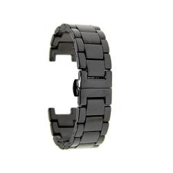 ROUHO Keramik Armband Ersatzuhrenarmband Faltschließe Uhrenarmband für OM-EGA GC-Schwarz 16 x 8mm von ROUHO