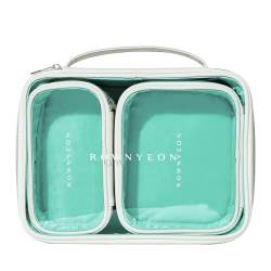 ROWNYEON 3 x wasserdichte transparente Make-up-Tasche für Reisen, tragbare Kulturtasche, Zugtasche, transparente Tasche für Damen und Mädchen, Kosmetik-Organizer mit Reißverschluss-Griff, von ROWNYEON