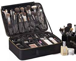 ROWNYEON Makeup Case Kosmetiktasche Make-up Fall Makeup Zug Case Make-up Case Tragbare Eva Make-up Tasche (Black, Large) von ROWNYEON