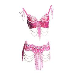 ROYAL SMEELA Bauchtanz Kostüm-Set Profi für Frauen Karneval Tanzen BH und Gürtel, hot pink von ROYAL SMEELA