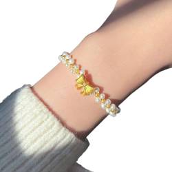 ROYALEAD Harajuku-Stil Bowknots Armband Handgefertigte Handgelenkkette Perlen Armreif Gewebtes Handgelenkzubehör für Teenager Damen von ROYALEAD