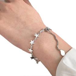 ROYALEAD Schlichtes Stern-Armband, Metallgliederkette, Charm-Armband, modisch, verstellbar, Statement-Schmuck für Frauen und Mädchen von ROYALEAD