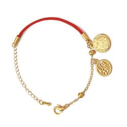ROYALEAD Verstellbare Kordel-Armbänder, chinesisches Neujahr, Drachenform, Handketten, stilvoller Armreif, Schmuck, Geschenk für Frauen und Mädchen, Rotes Seil aus Metalllegierung von ROYALEAD