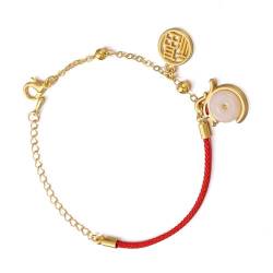 ROYALEAD Verstellbare Kordel-Armbänder, chinesisches Neujahr, Drachenform, Handketten, stilvoller Armreif, Schmuck, Geschenk für Frauen und Mädchen, Rotes Seil aus Metalllegierung von ROYALEAD