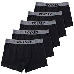 ROYALZ 5er Pack Boxershorts Herren 'Lifestyle' Männer Unterhosen breiter Bund atmungsaktive Unterwäsche Men 5 Set (95% Baumwolle / 5% Elasthan), Farbe:Schwarz/Bund - Grau, Größe:XXL von ROYALZ