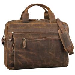 ROYALZ 'Boston' Umhängetasche Herren Leder groß 15,6 Zoll Laptoptasche Messenger Bag Männer Ledertasche Vintage Look Schultertasche Aktentasche, Farbe:Nevada braun von ROYALZ