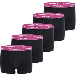 ROYALZ Boxershorts 5er Pack Herren Boxer Retro Shorts Unterhosen Set Trunk Unterwäsche klassisch (95% Baumwolle 5% Elasthan), Größe:M, Farbe:Schwarz/Bund - Lila von ROYALZ
