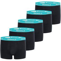 ROYALZ Boxershorts 5er Pack Herren Boxer Retro Shorts Unterhosen Set Trunk Unterwäsche klassisch (95% Baumwolle 5% Elasthan), Größe:S, Farbe:Schwarz/Bund - Blau von ROYALZ
