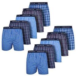 ROYALZ Boxershorts American für Herren 10er Pack Männer Jungen Unterhosen Kariert Blau klassisch 10 Set Unterwäsche, Farbe:Set 021 (10er Pack - Mehrfarbig), Größe:M von ROYALZ