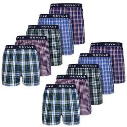 ROYALZ Boxershorts American für Herren 10er Pack Männer Jungen Unterhosen Kariert Blau klassisch 10 Set Unterwäsche, Farbe:Set 022 (10er Pack - Mehrfarbig), Größe:L von ROYALZ