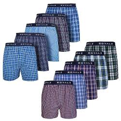 ROYALZ Boxershorts American für Herren 10er Pack Männer Jungen Unterhosen Kariert Blau klassisch 10 Set Unterwäsche, Farbe:Set 030 (10er Pack - Mehrfarbig), Größe:S von ROYALZ