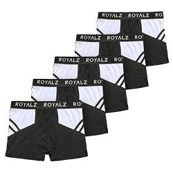 ROYALZ Boxershorts Herren sportliches Design Men 5er Pack Sportiv Männer Unterhosen 5 Set (95% Baumwolle / 5% Elasthan), Größe:S, Farbe:5 Dunkelgrau/weiß von ROYALZ