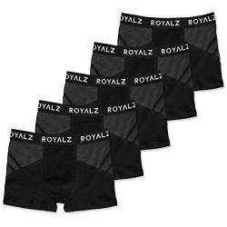 ROYALZ Boxershorts Herren sportliches Design Men 5er Pack Sportiv Männer Unterhosen 5 Set (95% Baumwolle / 5% Elasthan), Größe:S, Farbe:5 Schwarz/Dunkelgrau von ROYALZ