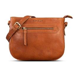 ROYALZ 'Cheyenne' Moderne kleine Umhängetasche Damen Leder Damenhandtaschen Echt-Leder Vintage Schultertasche klein, Farbe:Texas Braun von ROYALZ