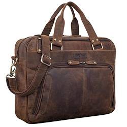 ROYALZ 'Chicago' Leder Umhängetasche Herren Laptoptasche 15,6 Zoll Messenger Bag Ledertasche groß Aktentasche Vintage Businesstasche, Farbe:Nevada braun von ROYALZ