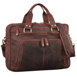 ROYALZ 'Chicago' Leder Umhängetasche Herren Laptoptasche 15,6 Zoll Messenger Bag Ledertasche groß Aktentasche Vintage Businesstasche, Farbe:Ohio Braun von ROYALZ