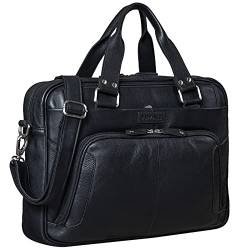 ROYALZ 'Chicago' Leder Umhängetasche Herren Laptoptasche 15,6 Zoll Messenger Bag Ledertasche groß Aktentasche Vintage Businesstasche, Farbe:Schwarz von ROYALZ