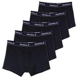 ROYALZ Herren Boxershorts Men 5er Set klassisch Unterhosen Nahtlos für Sport und Freizeit, 5 Pack (95% Baumwolle / 5% Elasthan), Farbe:Schwarz/Bund - Dunkelblau, Größe:M von ROYALZ