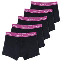 ROYALZ Herren Boxershorts Men 5er Set klassisch Unterhosen Nahtlos für Sport und Freizeit, 5 Pack (95% Baumwolle / 5% Elasthan), Farbe:Schwarz/Bund - Lila, Größe:L von ROYALZ