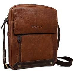 ROYALZ 'Idaho' Vintage Leder Umhängetasche Klein Herren Kompaktes Design Männer Ledertasche Mini Messenger Bag, Farbe:Texas Braun von ROYALZ