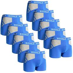 ROYALZ Unterhosen Herren Boxershorts 10er Pack sportlich-modernes Sportiv Design, 10er Set (95% Baumwolle / 5% Elasthan), Größe:M, Farbe:10 Blau/Grau von ROYALZ