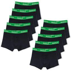 ROYALZ Unterhosen Herren Boxershorts Men 10er Pack klassisch für Sport und Freizeit, 10er Pack (95% Baumwolle / 5% Elasthan), Größe:L, Farbe:10 x Schwarz/Bund - Grün von ROYALZ