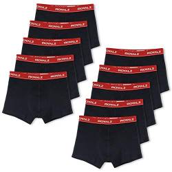 ROYALZ Unterhosen Herren Boxershorts Men 10er Pack klassisch für Sport und Freizeit, 10er Pack (95% Baumwolle / 5% Elasthan), Größe:M, Farbe:10 x Schwarz/Bund - Rot von ROYALZ