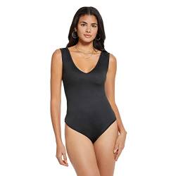 RPAEOY Damen Body Tiefer V-Ausschnitt Ärmellose Rückenfreie Bodysuit Stretchy Slim Jumpsuit Sexy Elegant Drapiert Bodies Leotard Sommer Oberteile Going Out Tank Tops Schwarz L von RPAEOY