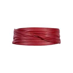 RPAEOY Damen Gürtel Breiter Elastischer PU Leder Ruched Klettverschluss Taillengürtel Vintage Hüftgürtel für Frauen kleider Elastic Belt (Rot) von RPAEOY