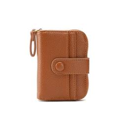 RPAEOY Kartenetui Damen Klein PU Leder Akkordeon Große Kapazität Portemonnaie Mini Zipper Vielen Kartenfäche Kartenfächer Kreditkartenetui Personalausweis Brieftasche für Feste Geschenk (Braun) von RPAEOY