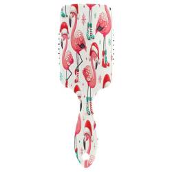 Flamingo trägt Santa Hut Luftkissen Kamm Haarbürste, Haar Detangler Bürsten, Anti Static Haarbürste, 3d Bürste Haar von RPLIFE