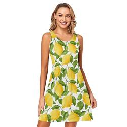RPLIFE Aquarell-gelbes Zitronen-Druck-Kleid, kurze ärmellose Kleider für Damen, Sommer, Aquarell Gelb Zitrone, Mittel von RPLIFE