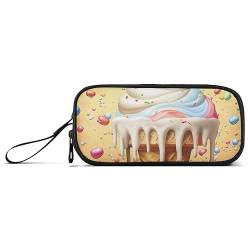 RPLIFE Ice Cream Waffle with Sprinkles Dripped On It Marker Cases, High Capacity Pencil Case, Multi Pocket Pencil Pouch von RPLIFE