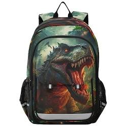 RPLIFE Roboter Dinosaurier im Dschungel Kinder Rucksack für Schule, Jungen Rucksack Grundschule, cooler Jungen Rucksack, T-Rex-Dinosaurier, der im Dschungel brüllt, Einheitsgröße von RPLIFE