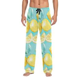 Stilvolle Herren-Pyjamahose mit Herzen für alle Jahreszeiten, Aquarell gelbe Zitronen, XX-Large von RPLIFE
