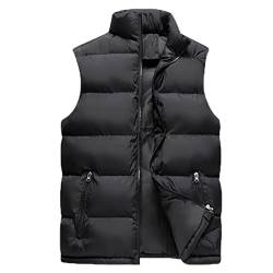 RQPYQF Herren Steppweste mit Stehkragen Dicke Freizeit Winterweste Bodywarmer Wärme Gilet (Schwarz, L) von RQPYQF