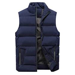 RQPYQF Herren Winter Steppweste mit Stehkragen Wärme Dicke Ärmellose Bodywarmer Slim Outdoorjacke (Dunkelblau, 3XL) von RQPYQF