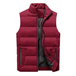 RQPYQF Herren Winter Steppweste mit Stehkragen Wärme Dicke Ärmellose Bodywarmer Slim Outdoorjacke (Rot, 8XL) von RQPYQF