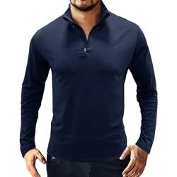 RQPYQF T Shirt Herren Henley-Ausschnitt T-Shirts Männer Herbst Kurzarm Oberteile Einfarbig Mode Pullover Basic T-Shirt CS16 Größe S-2XL (Blau, M) von RQPYQF